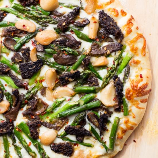 Asparagus and Morel Pizza