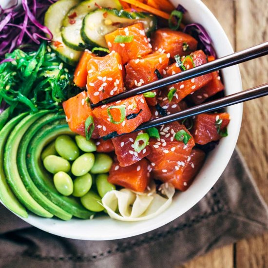 Sockeye Salmon Poke Bowls