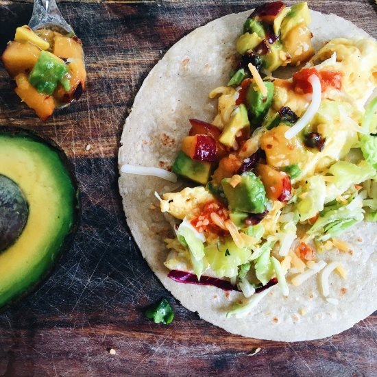 Breakfast tacos w/ nectarine salsa