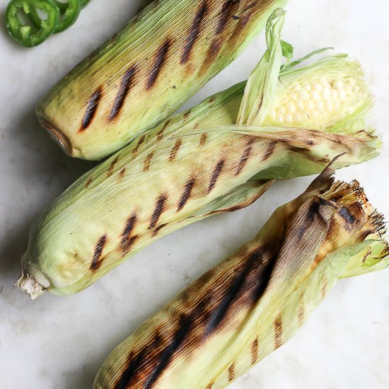 Grilled Corn & Vegan Chive Butter