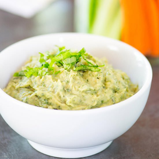 Roasted Garlic Avocado Bean Dip