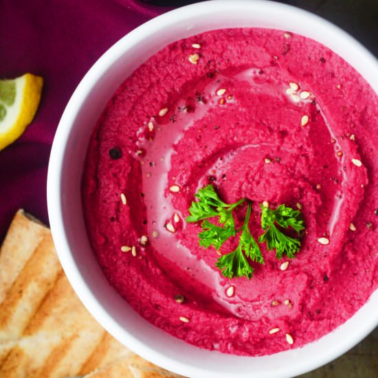 Creamy Lemon Beet Hummus