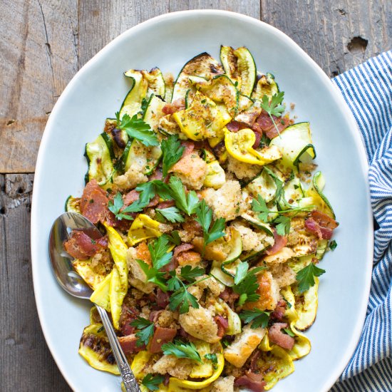 Broiled Zucchini with Bacon Crumbs