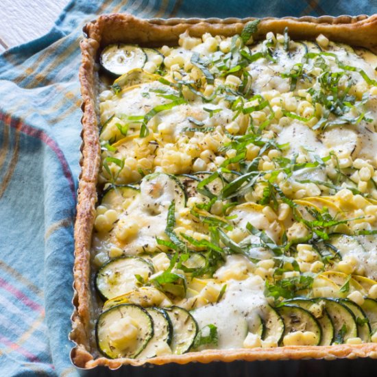 Zucchini, Summer Squash & Corn Tart