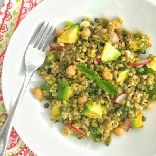 Freekeh Lentil Salad with Avocado