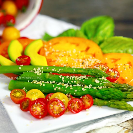 Asparagus with Tomato, Basil & Hemp