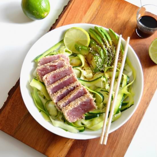 Sesame Crusted Ahi Tuna with Zoodle