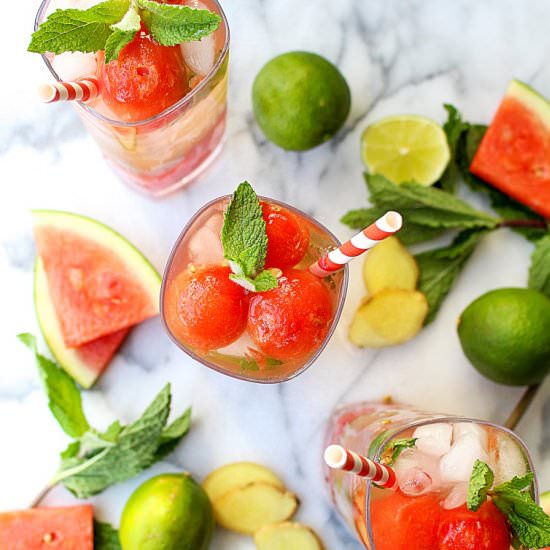 Ginger-Mint Watermelon Mojitos