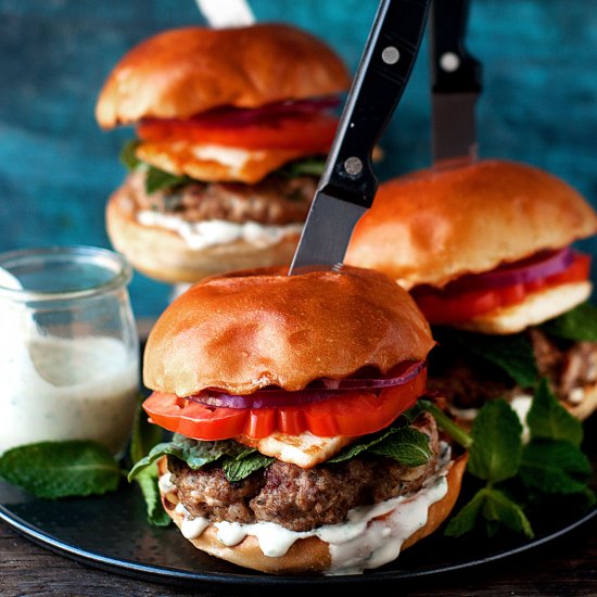 Lamb Burgers with Halloumi Cheese