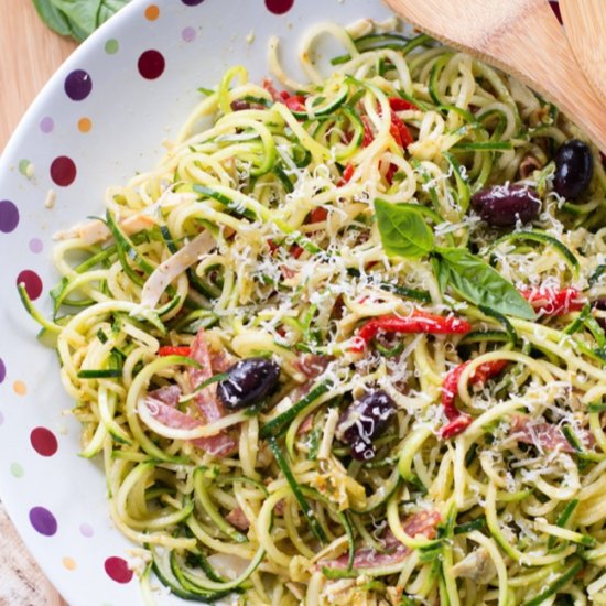 Zucchini Noodle Antipasto Salad