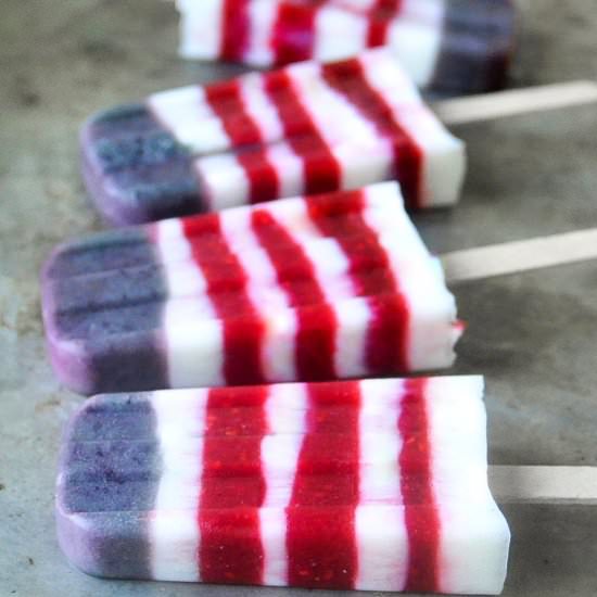 Red, White and Blueberry Popsicles