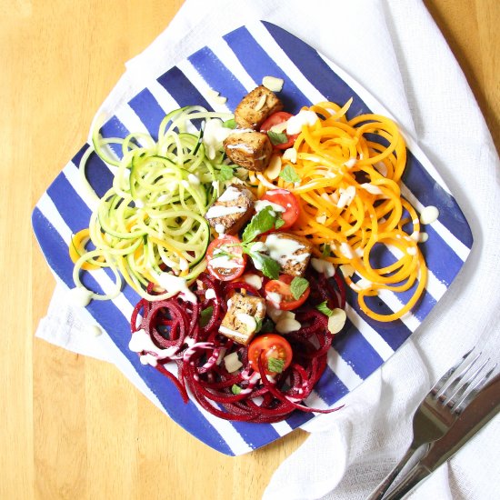 Spiralised Salad with Sichuan Tofu