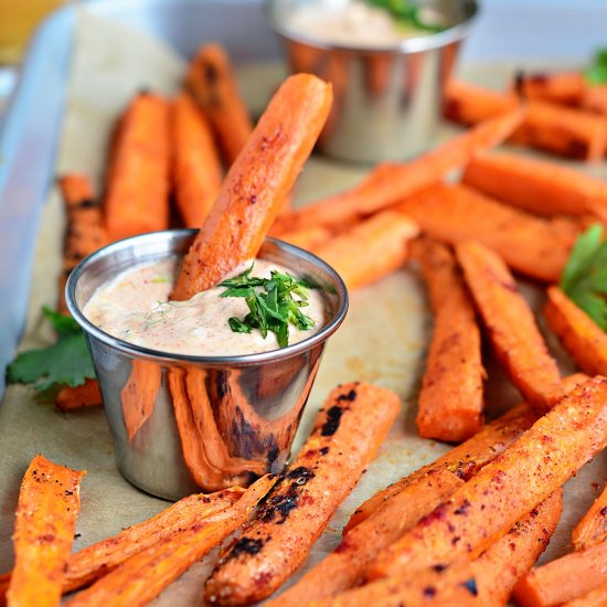 Grilled Carrots with Chipotle Lime Dip