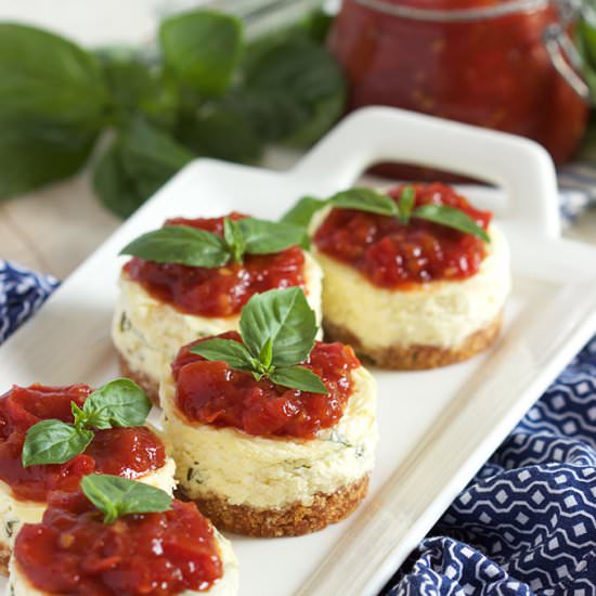 Basil Parmesan Cheesecakes