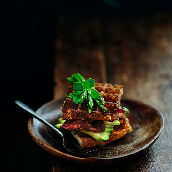 Millet Waffles with Blue Cheese