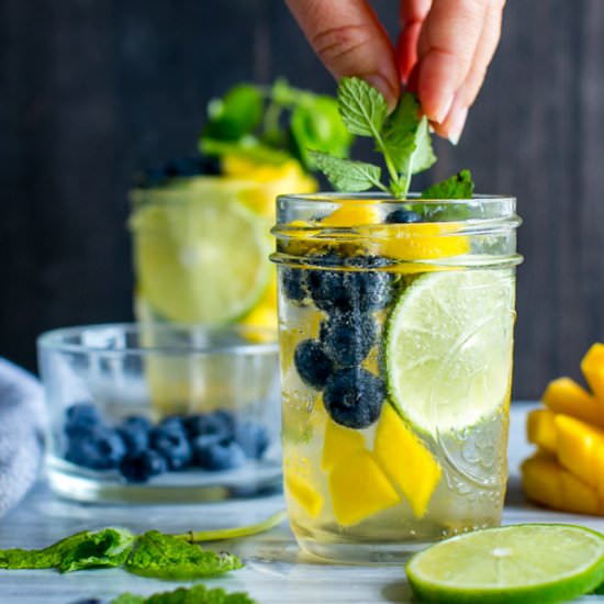 Mango Sangria with Frozen Blueberries