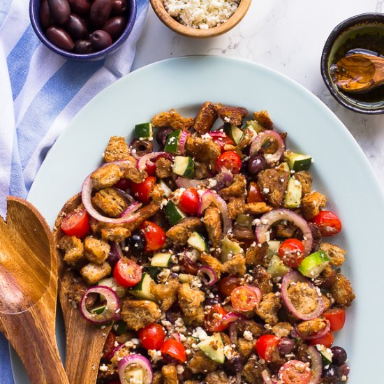 Easy Greek Panzanella Salad