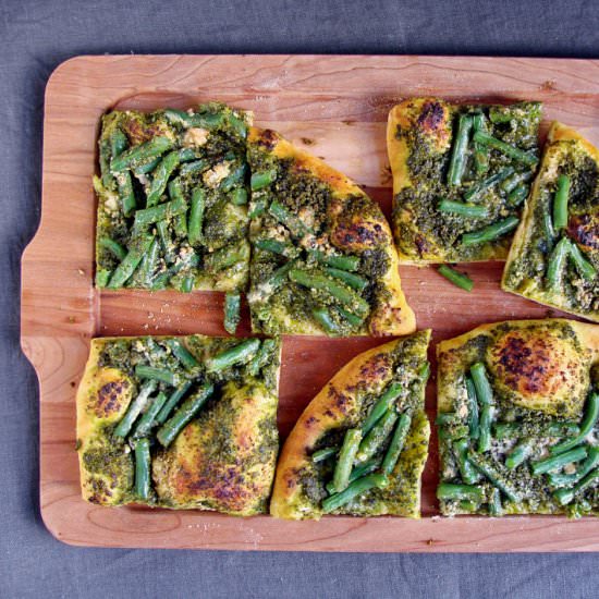 Green Bean Pizza with Blue Cheese