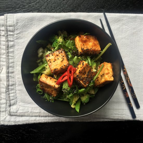 Teriyaki Tofu with Green Salad