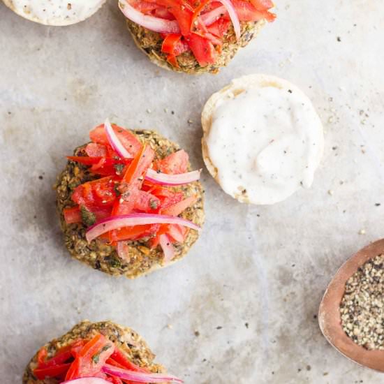 Eggplant Sliders with Tomato Slaw