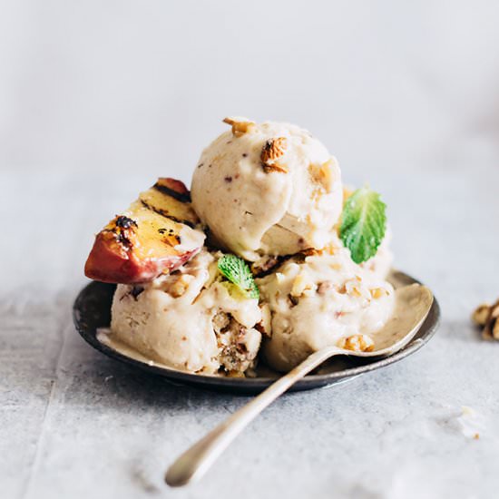 Vegan Peach and Walnut Ice Cream