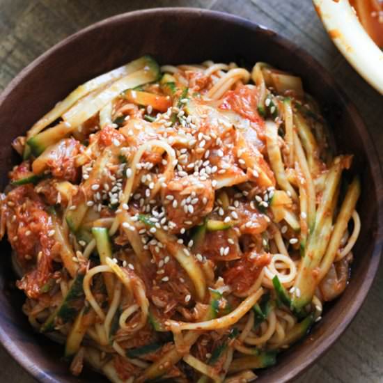 Cold Noodles with Tuna and Kimchi