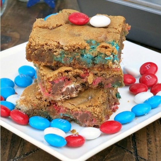 Patriotic M&M Cookie Bars