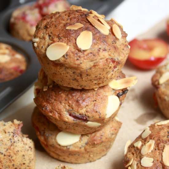 Roasted Plum Poppy Seed Muffins