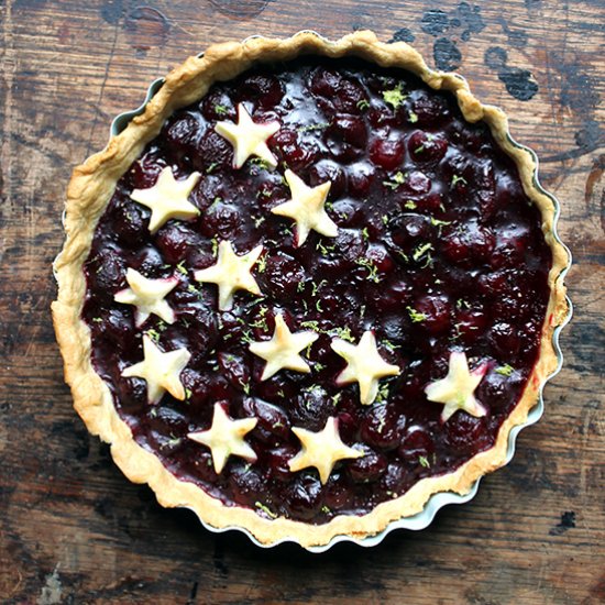 Vegan Lime and Fresh Cherry Pie