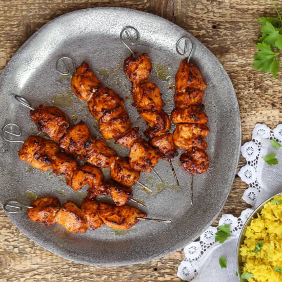 Harissa Chicken Skewers