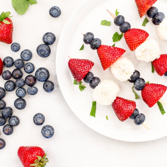 Patriotic Fruit Kabobs with Coconut