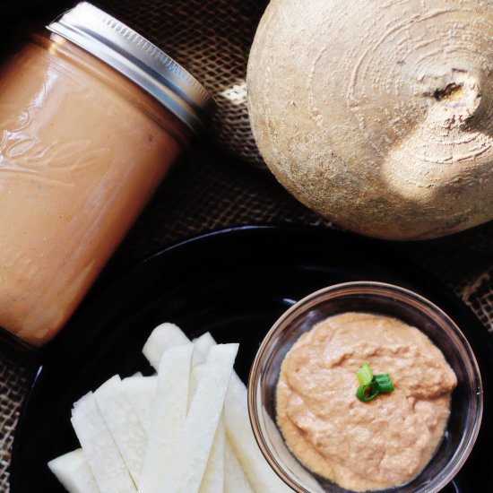 Jicama Fries with Tomato Tahini Dip