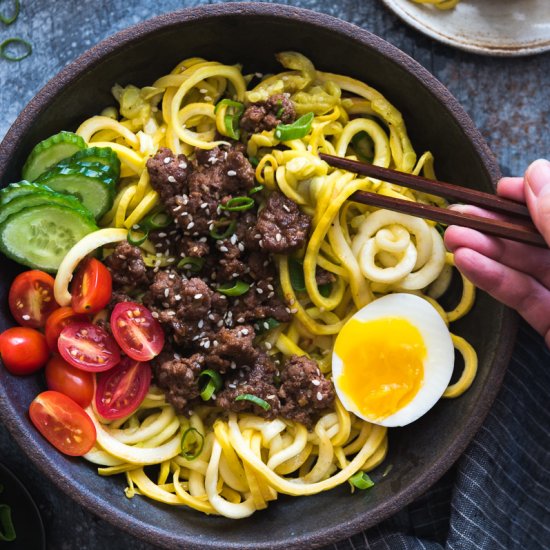 Sesame Beef Squash Noodle Bowl