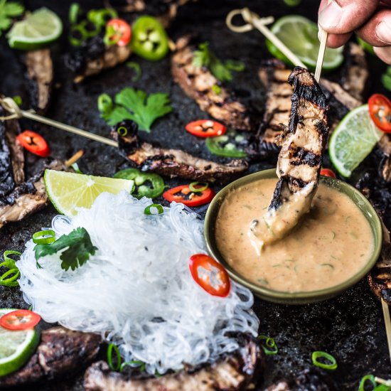 Vegan Mushroom Satay Skewers