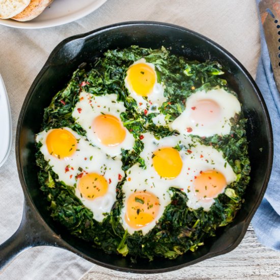 Baked Eggs with Crispy Kale