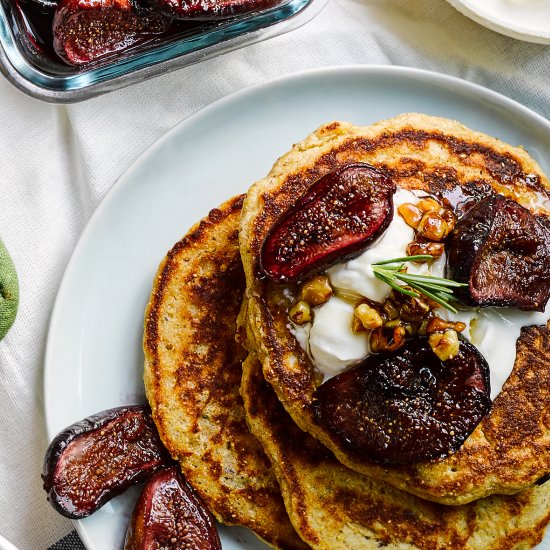 Rosemary Cornmeal Pancakes + Figs