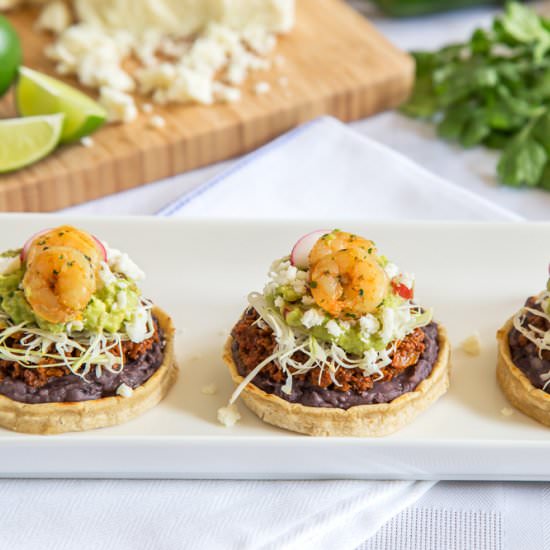 Chorizo Sopes with Cilantro Shrimp