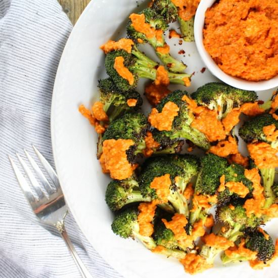 Grilled Broccoli w Garlic Red Pepper Sauce