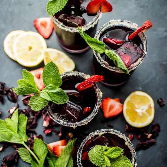 Hibiscus Berry Mint Tea Cocktails