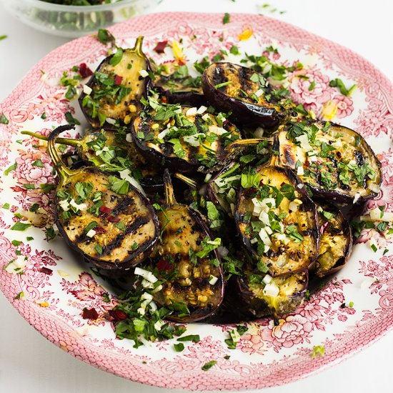 Grilled Aubergine & Chili Persillade