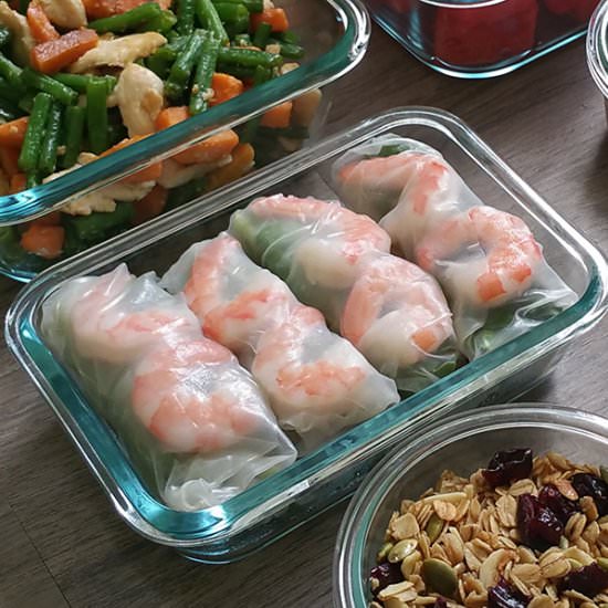 Shrimp and Spinach Rice Paper Rolls