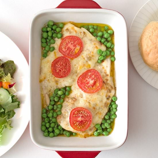 Summer Cod with Cheese and Tomato