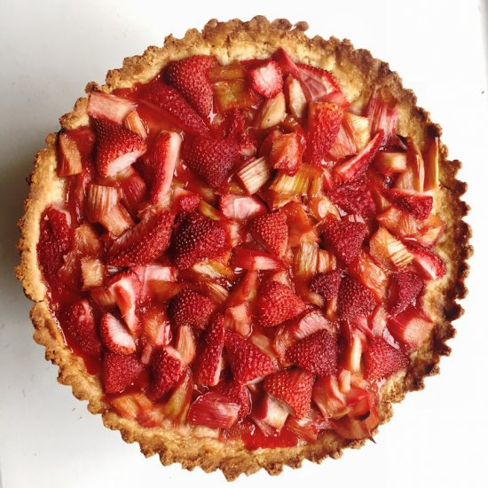 Strawberry Rhubarb Almond Tart