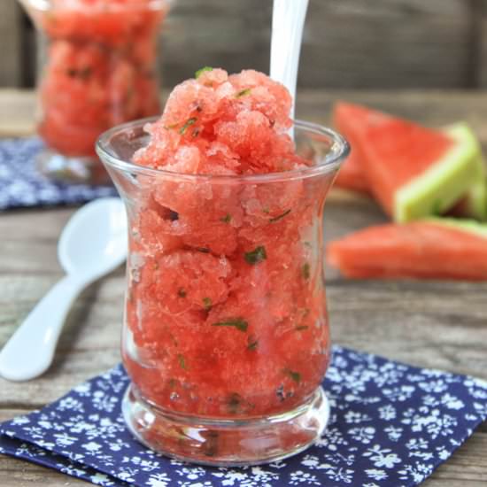 Watermelon granita with basil