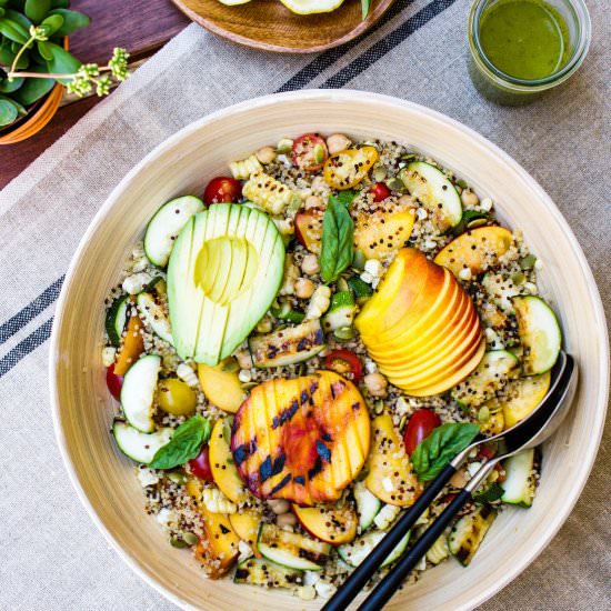 Grilled Peach & Corn Quinoa Salad