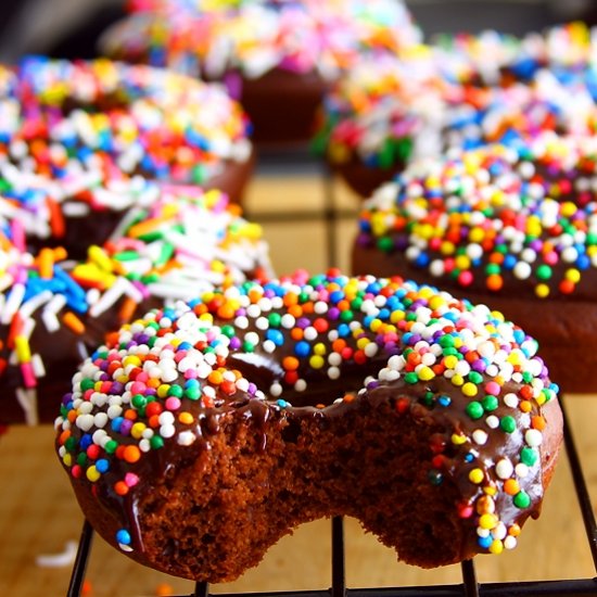 Eggless Baked Chocolate Donuts