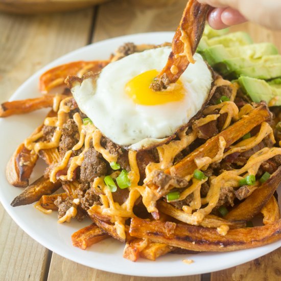 Loaded Chili Sweet Potato Fries