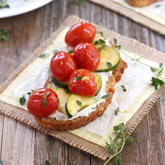 Roasted Zucchini & Tomato Crostini