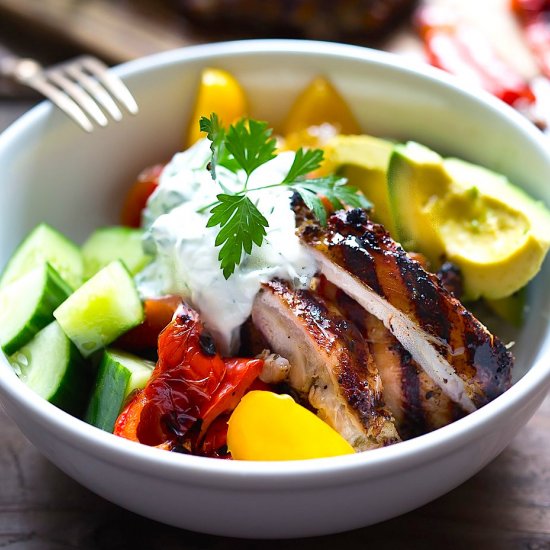 Grilled Chicken Souvlaki Bowl