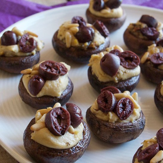 Hummus Stuffed Mushrooms